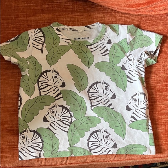 Mini Rodini Zebra and Leaf Print T-Shirt - Picture 1 of 7
